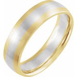 14K Yellow/White/Yellow 6 mm Half Round Band with Satin Finish Size 8.5 - Siddiqui Jewelers