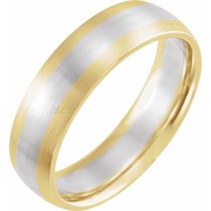 14K Yellow/White/Yellow 6 mm Half Round Band with Satin Finish Size 8.5 - Siddiqui Jewelers
