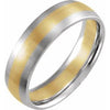 14K White/Yellow/White 6 mm Half Round Band with Satin Finish Size 12.5 - Siddiqui Jewelers
