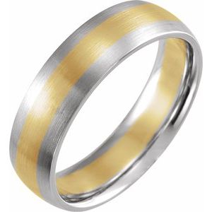 14K White/Yellow/White 6 mm Half Round Band with Satin Finish Size 12.5 - Siddiqui Jewelers