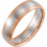 14K Rose/White/Rose 6 mm Half Round Band with Satin Finish Size 10.5 - Siddiqui Jewelers