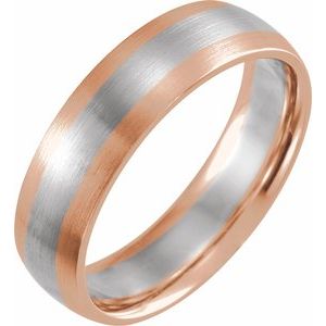 14K Rose/White/Rose 6 mm Half Round Band with Satin Finish Size 10.5 - Siddiqui Jewelers