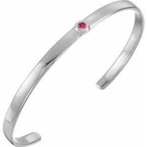 Sterling Silver Natural Pink Tourmaline Cuff 6" Bracelet-Siddiqui Jewelers