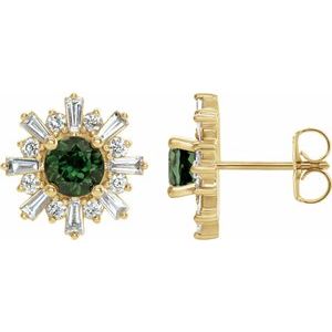 14K Yellow Green Tourmaline & 3/4 CTW Diamond Earrings - Siddiqui Jewelers