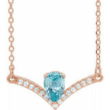 14K Rose Blue Zircon & .06 CTW Diamond 18" Necklace - Siddiqui Jewelers