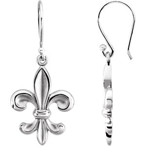 14K White Fleur-de-lis Earring - Siddiqui Jewelers