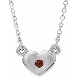 14K White Mozambique Garnet Heart 16" Necklace - Siddiqui Jewelers