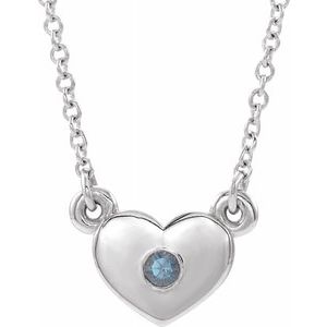 14K White Chatham® Created Alexandrite Heart 16" Necklace - Siddiqui Jewelers