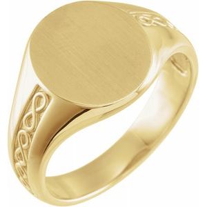 14K Yellow 15 mm Round Signet Ring - Siddiqui Jewelers