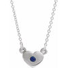 14K White Blue Sapphire Heart 16" Necklace - Siddiqui Jewelers