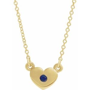 14K Yellow Blue Sapphire Heart 16" Necklace - Siddiqui Jewelers