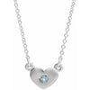 Sterling Silver Aquamarine Heart 16" Necklace - Siddiqui Jewelers