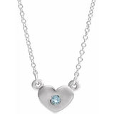 Sterling Silver Aquamarine Heart 16" Necklace - Siddiqui Jewelers