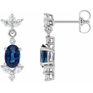 14K White Blue Sapphire & 3/8 CTW Diamond Earrings - Siddiqui Jewelers