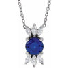 14K White Blue Sapphire & 1/4 CTW Diamond 16-18" Necklace - Siddiqui Jewelers