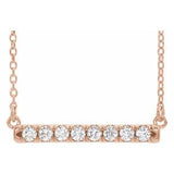 14K Rose 1/4 CTW Lab-Grown Diamond French-Set Bar 18" Necklace Siddiqui Jewelers