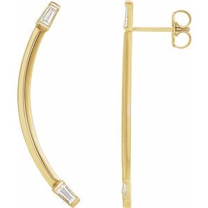 14K Yellow 1/4 CTW Diamond Curved Bar Earrings - Siddiqui Jewelers