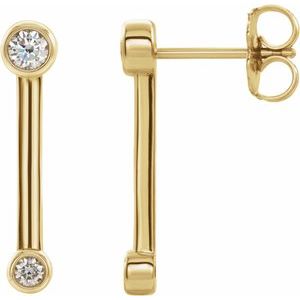 14K Yellow 1/5 CTW Diamond Bezel-Set Bar Earrings - Siddiqui Jewelers