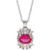 14K White Pink Tourmaline & 1/3 CTW Diamond 16-18" Necklace - Siddiqui Jewelers