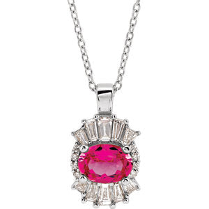 14K White Pink Tourmaline & 1/3 CTW Diamond 16-18" Necklace - Siddiqui Jewelers