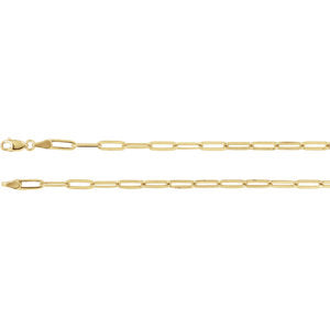 18K Yellow Gold-Plated Sterling Silver 3.85 mm Elongated Flat Link 20" Chain - Siddiqui Jewelers