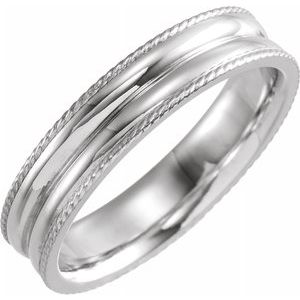 14K White 5 mm Grooved Band with Rope Edge Size 10.5 - Siddiqui Jewelers