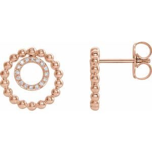 14K Rose  1/10 CTW Diamond Beaded Circle Earrings - Siddiqui Jewelers