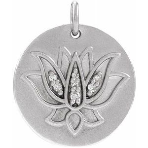 14K White .025 CTW Diamond Lotus Pendant - Siddiqui Jewelers