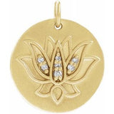 14K Yellow .025 CTW Diamond Lotus Pendant - Siddiqui Jewelers