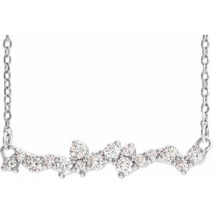 14K White 1/3 CTW Diamond Scattered Bar 18" Necklace - Siddiqui Jewelers