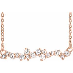 14K Rose 1/3 CTW Diamond Scattered Bar 18" Necklace - Siddiqui Jewelers