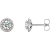 14K White 5 mm Round White Sapphire & 1/6 CTW Diamond Earrings - Siddiqui Jewelers