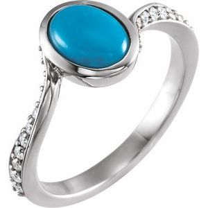 14K White Turquoise & 1/5 CTW Diamond Ring - Siddiqui Jewelers