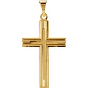 14K Yellow 22x14 mm Cross Pendant with Design - Siddiqui Jewelers