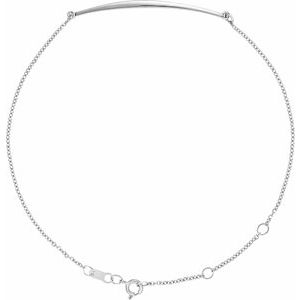 14K White Curved Bar 6 1/2-7 1/2" Bracelet - Siddiqui Jewelers