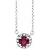 14K White 4.5 mm Natural Ruby & .05 CTW Natural Diamond 16" Necklace Siddiqui Jewelers