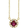 14K Yellow 3.5 mm Natural Ruby & .03 CTW Natural Diamond 16" Necklace Siddiqui Jewelers