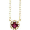 14K Yellow 6 mm Lab-Grown Ruby & 1/6 CTW Natural Diamond 16" Necklace Siddiqui Jewelers