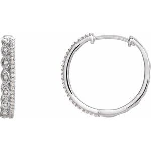 14K White 1/4 CTW Diamond Geometric Hoop Earrings - Siddiqui Jewelers