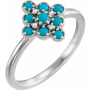 14K White Turquoise & .02 CTW Diamond Ring - Siddiqui Jewelers