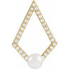 14K Yellow Freshwater Cultured Pearl and 1/4 CTW Diamond Pendant - Siddiqui Jewelers