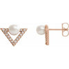14K Rose Freshwater Cultured Pearl & 1/5 CTW Diamond Earrings - Siddiqui Jewelers