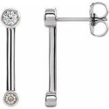 14K White 1/5 CTW Diamond Bezel-Set Bar Earrings - Siddiqui Jewelers