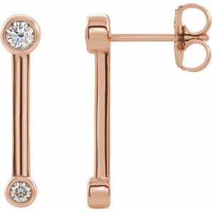14K Rose 1/5 CTW Diamond Bezel-Set Bar Earrings - Siddiqui Jewelers