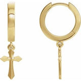 14K Yellow Cross Drop Earrings - Siddiqui Jewelers