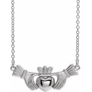Sterling Silver Claddagh 18" Necklace - Siddiqui Jewelers