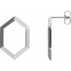 14K White Geometric Drop Earrings - Siddiqui Jewelers