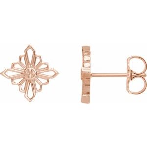 14K Rose Geometric Earrings with Backs - Siddiqui Jewelers