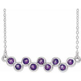 14K White Amethyst Bezel-Set Bar 16-18" Necklace - Siddiqui Jewelers