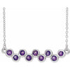 Sterling Silver Amethyst Bezel-Set Bar 16-18" Necklace - Siddiqui Jewelers